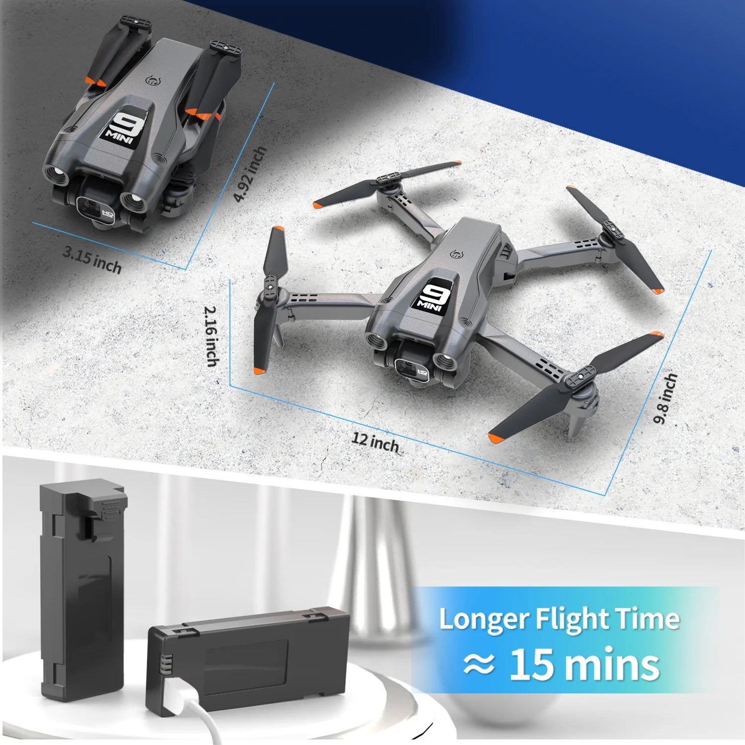 Foldable Drone, 1080P HD FPV Camera Wifi RC Quadcopter, 360° Flip, Waypoint Flight, for Kids Adult and Beginners Black,2 Batteries